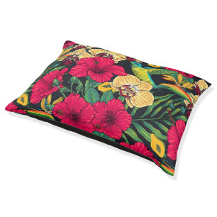 Tropical Florals and Hummingbird - Summer Botanica Pet Bed