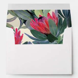 tropical florals lined invitation envelopes