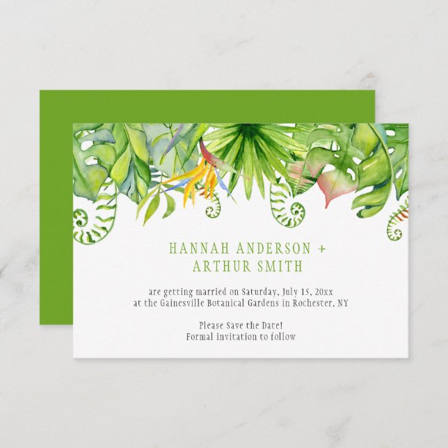 Tropical Florals Save The Date Invitations | (Front/Back)