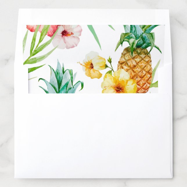 Tropical Florals Wedding Invitation Envelope Liner (In Envelope)