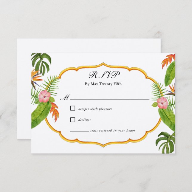 Tropical Florals Wedding RSVP (Front/Back)