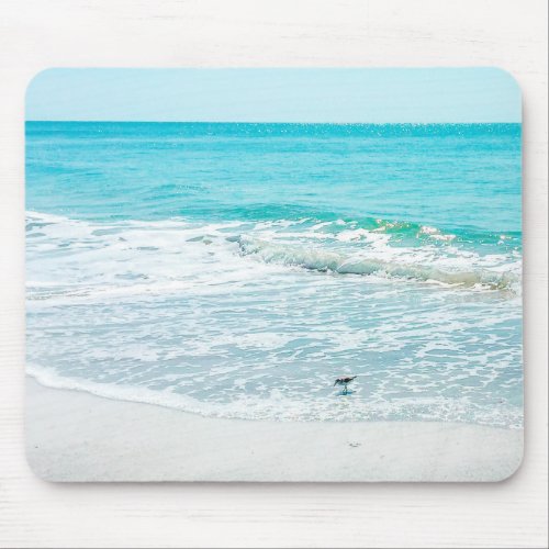 Tropical Florida Beach Sand Ocean Waves Sandpiper Mouse Pad