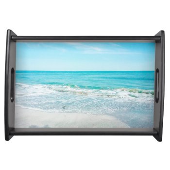 Tropical Florida Beach Sand Ocean Waves Sandpiper Serving Tray by Christine_Elizabeth at Zazzle