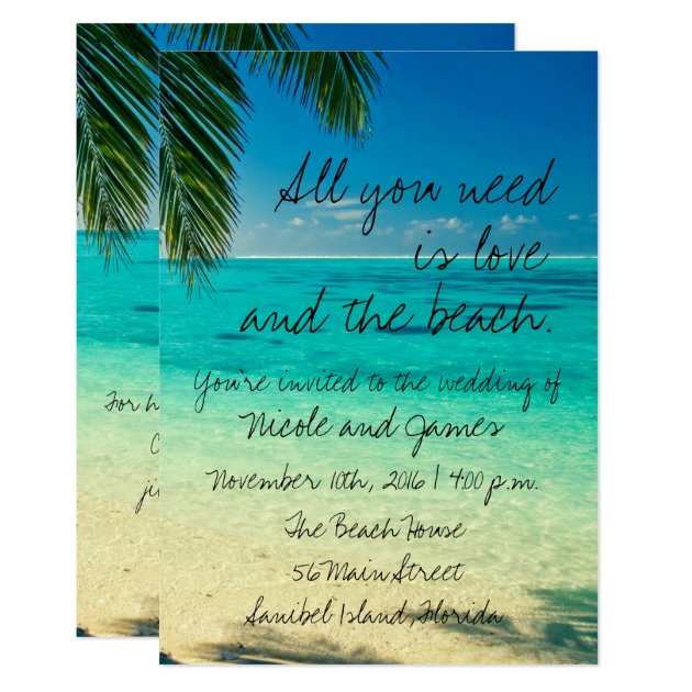 Tropical Florida Beach Wedding Invite