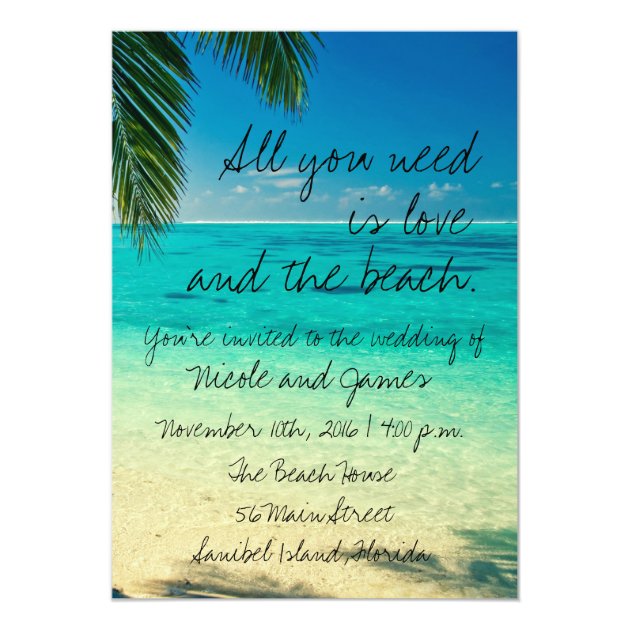 Tropical Florida Beach Wedding Invite