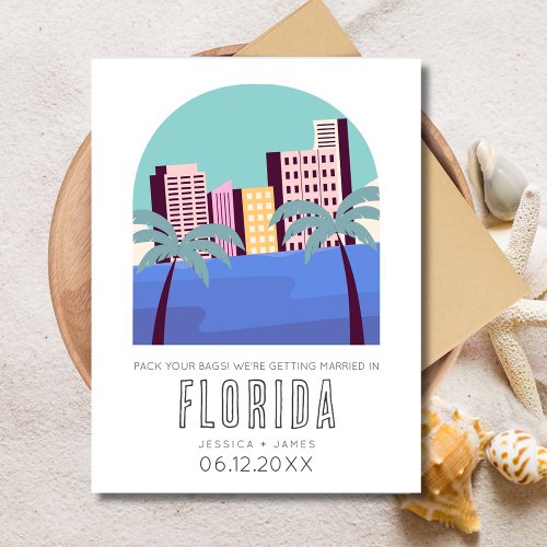 Tropical Florida Destination Wedding Save the Date Announcement Postcard