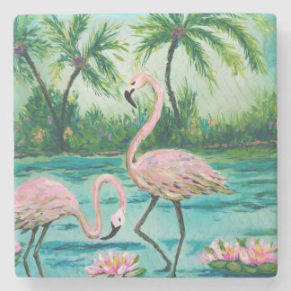 Tropical Florida Flamingo Stone Coaster