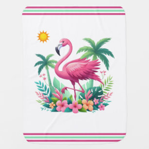 Tropical/Florida pink flamingo Baby Blanket