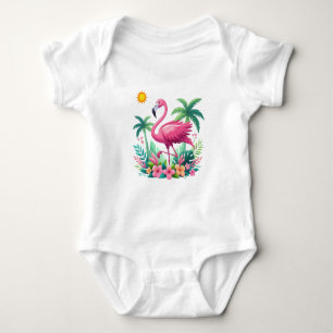 Tropical/Florida pink flamingo Baby Bodysuit
