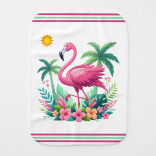 Tropical/Florida pink flamingo Baby Burp Cloth