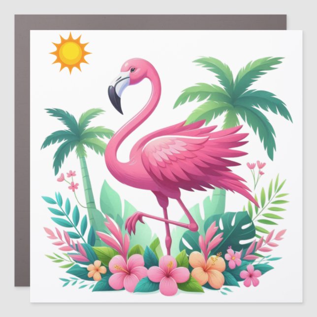 Tropical/Florida pink flamingo Car Magnet (Front)