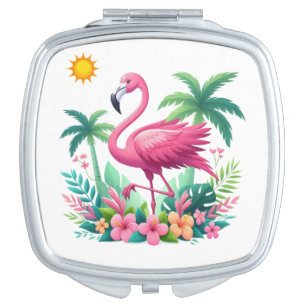 Tropical/Florida pink flamingo Compact Mirror