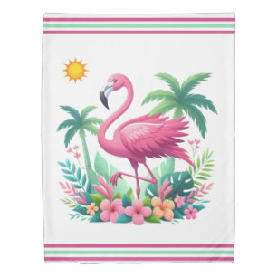 Tropical/Florida pink flamingo Duvet Cover
