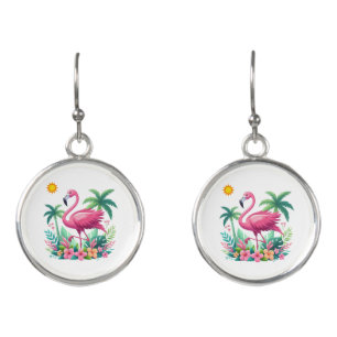 Tropical/Florida pink flamingo Earrings