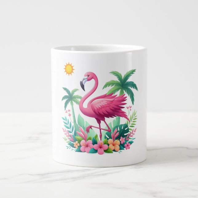 Tropical/Florida pink flamingo Giant Coffee Mug (Front)