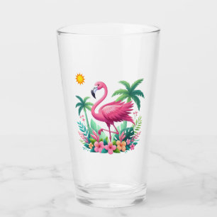 Tropical/Florida pink flamingo Glass