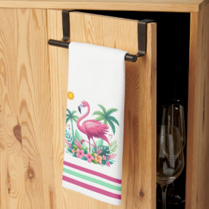 Tropical/Florida pink flamingo Kitchen Towel
