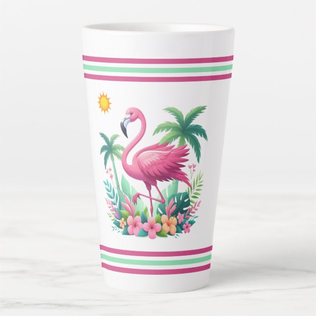 Tropical/Florida pink flamingo Latte Mug (Front)