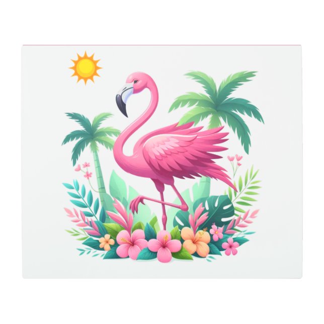 Tropical/Florida pink flamingo Metal Print (Front)
