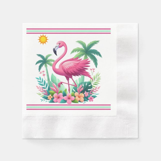 Tropical/Florida pink flamingo Napkins (Front)