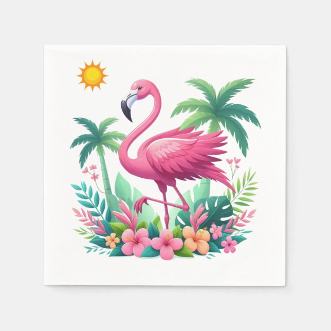Tropical/Florida pink flamingo Napkins (Front)