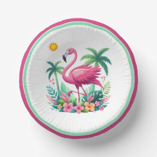 Tropical/Florida pink flamingo Paper Bowls
