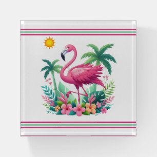 Tropical/Florida pink flamingo Paperweight