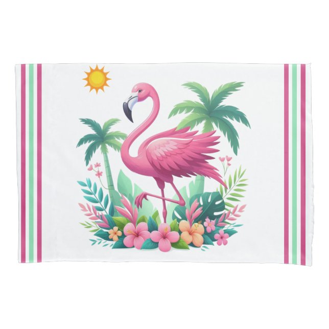 Tropical/Florida pink flamingo Pillow Case (Front)