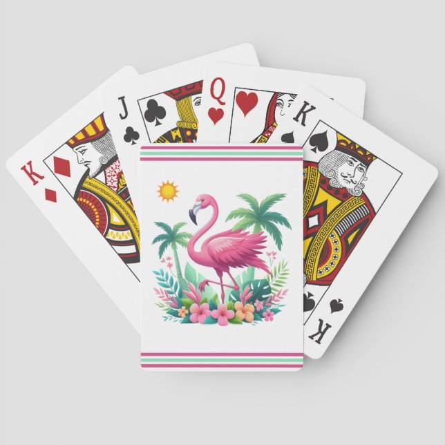 Tropical/Florida pink flamingo Poker Cards (Back)