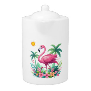Tropical/Florida pink flamingo Teapot