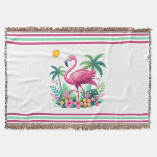 Tropical/Florida pink flamingo Throw Blanket
