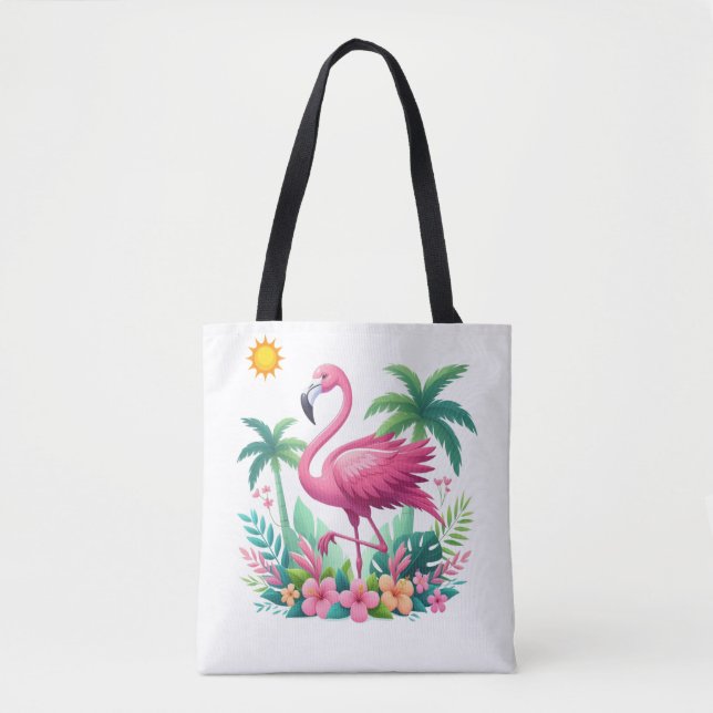 Tropical/Florida pink flamingo Tote Bag (Front)
