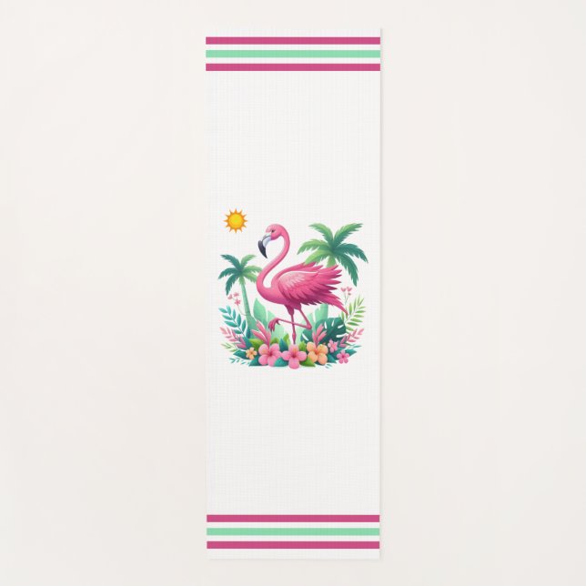 Tropical/Florida pink flamingo Yoga Mat (Front)