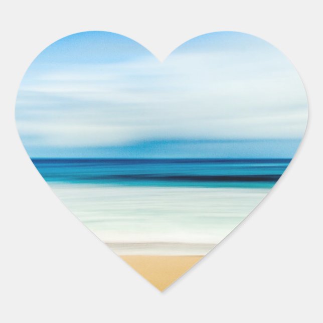 Tropical Florida Sandy Beach, Ocean & Waves Heart Sticker (Front)
