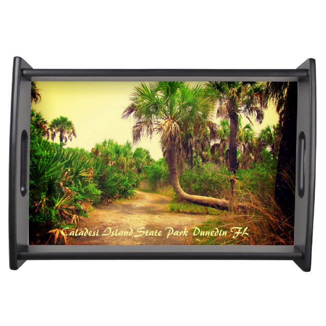Tropical Florida Trail Lined with Palm Trees  Serving Tray (Front)