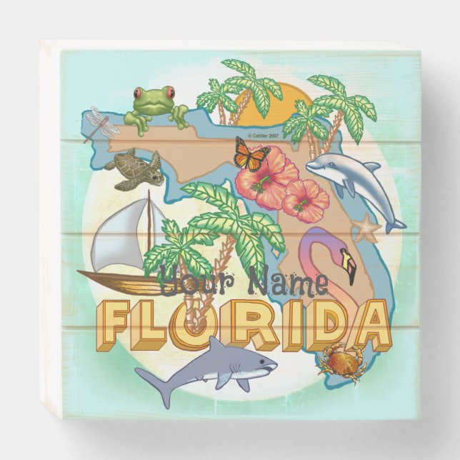 Tropical Florida Wooden Box Sign (Front Horizontal)