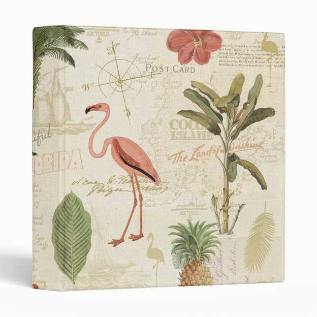 Tropical Floridian Pattern 3 Ring Binder (Front/Spine)