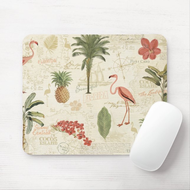 Tropical Floridian Pattern Mouse Pad (With Mouse)