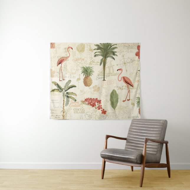 Tropical Floridian Pattern Tapestry (In Situ (Horizontal))