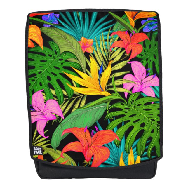 Tropical flower and palm leaf Hawaiian colorful Backpack (Front)