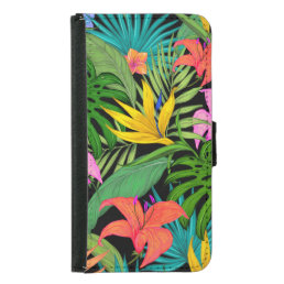 Tropical flower and palm leaf Hawaiian colorful Samsung Galaxy S5 Wallet Case