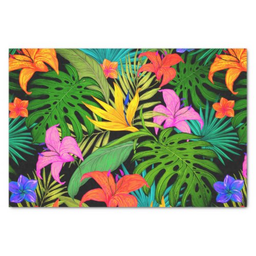 Tropical flower and palm leaf Hawaiian colorful Tissue Paper