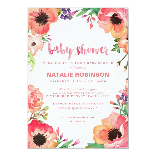 TROPICAL FLOWER Baby Shower Invitations