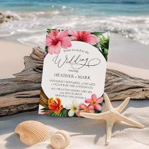 Tropical Flower Beach Wedding  Invitation
