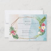 Tropical Flower Beach Wedding RSVP Card (Front)