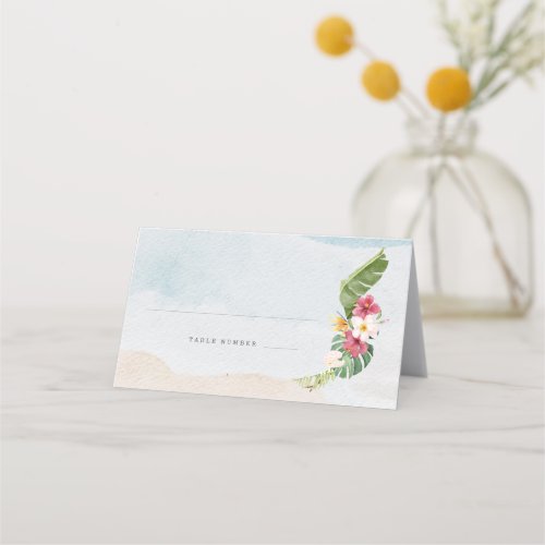 Tropical Flower Beach Wedding Table Place Card