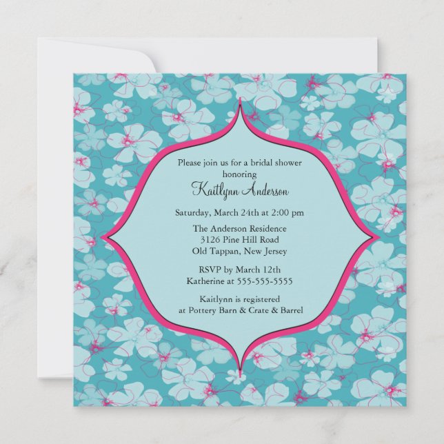 Tropical Flower Bridal Shower Invitation (Front)