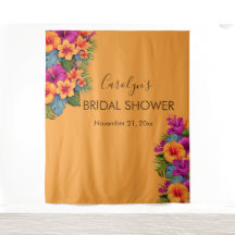 Tropical Flower Bridal Shower Photo Booth Backdrop