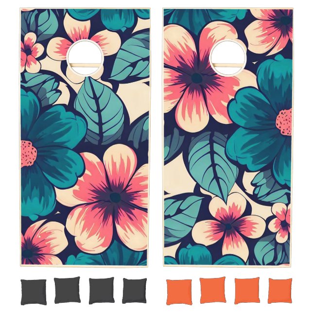 Tropical Flower Cornhole Set (Set)