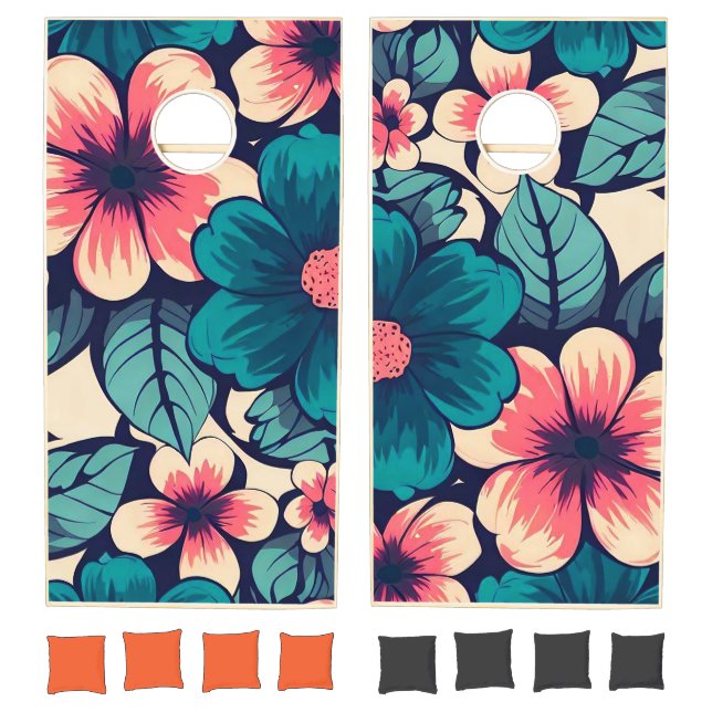 Tropical Flower Cornhole Set (Set)